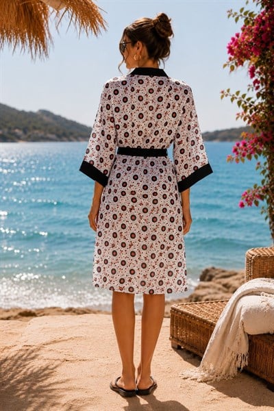 Desenli Şifon Kimono