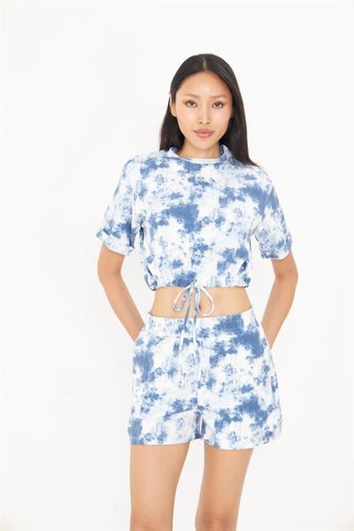 Desenli Bağlamalı Modal T-Shirt