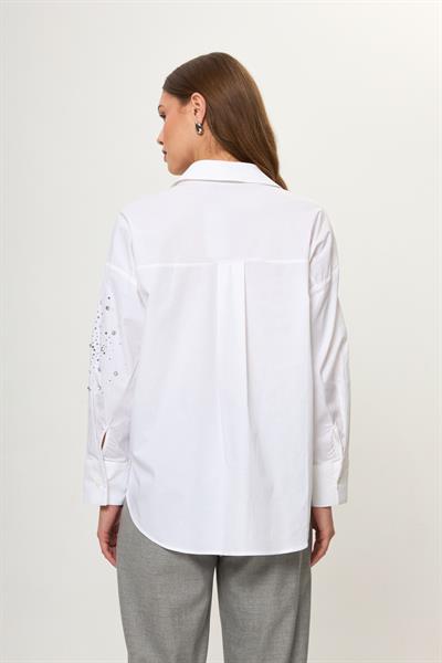 Önü ve Kolu Taşlı Poplin Gömlek 