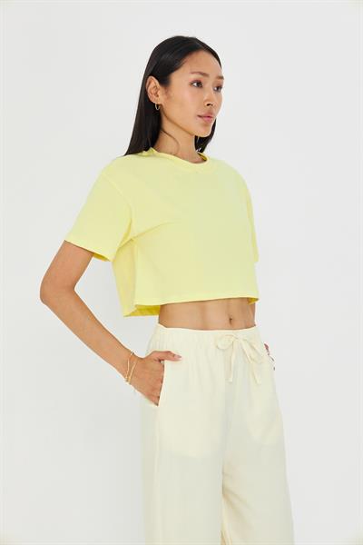 Bisiklet Yaka Crop Tişört