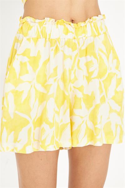 Lastikli Desenli Viskon Şort