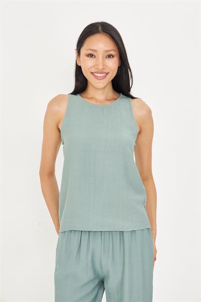 Damla Detaylı Keten Görünümlü Bluz