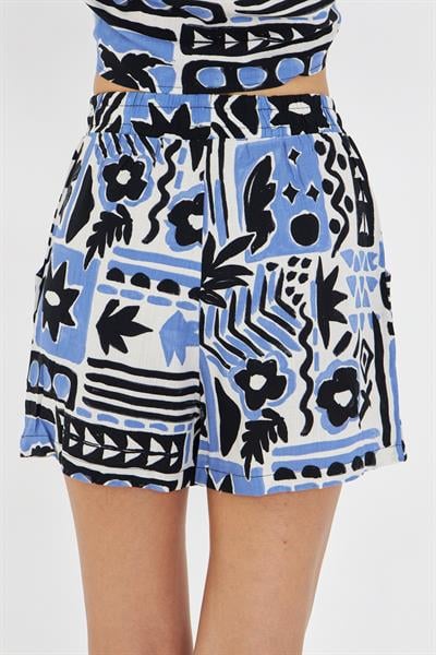 Lastikli Desenli Şort