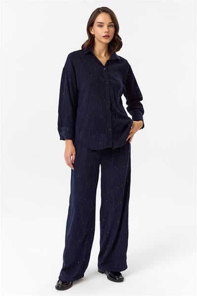 Çizgili Pullu Pantolon