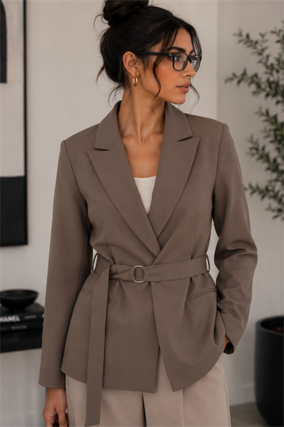 Kuşak Detaylı Blazer Ceket
