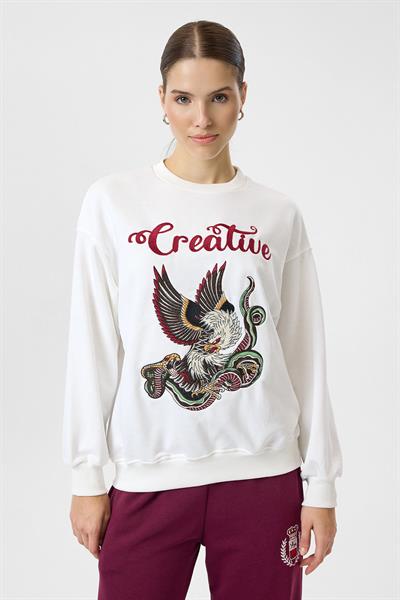Creative Kartal Nakışlı Sweatshirt