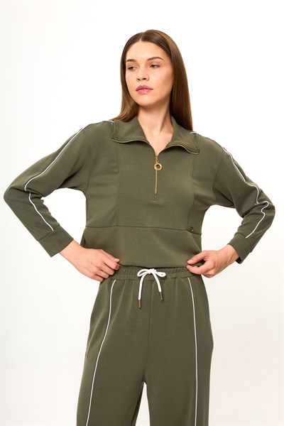 Yarım Fermuarlı Modal Sweatshirt