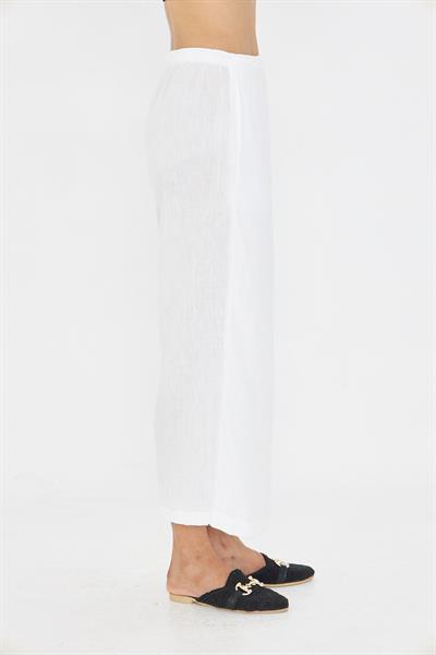 Etek Detaylı Keten Görünümlü Pantolon