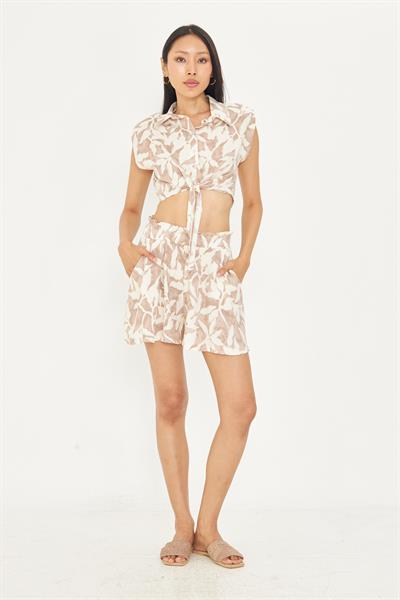 Lastikli Desenli Viskon Şort