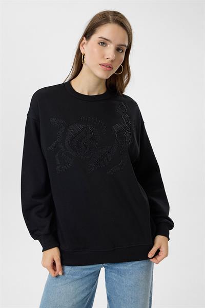 Yaprak Nakışlı Sweatshirt