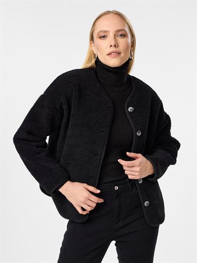 Polarlı Düğmeli Peluş Ceket