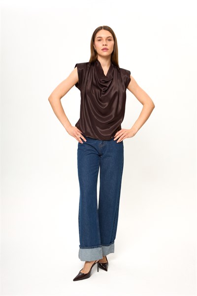 Drape Düşük Kol Bluz