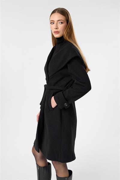 Kapüşonlu Kaşe Kaban