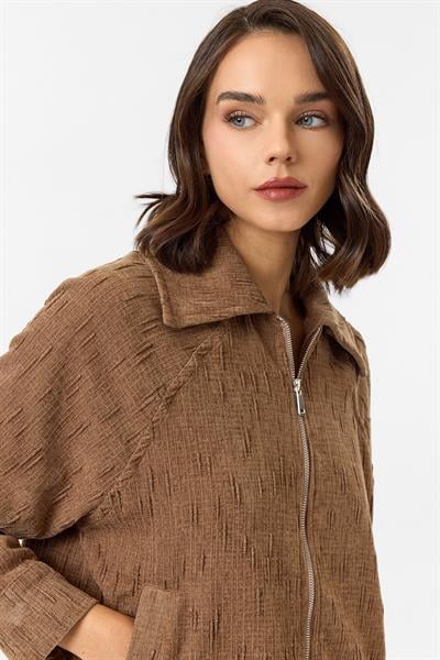 Fermuarlı Bağlamalı Şönil Ceket