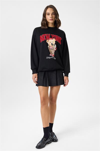 New York Ayıcık Baskılı Sweatshirt