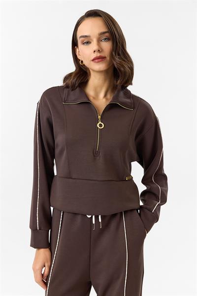 Yarım Fermuarlı Modal Sweatshirt