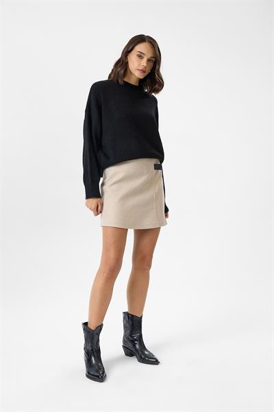 Deri Detaylı Kaşe Etek