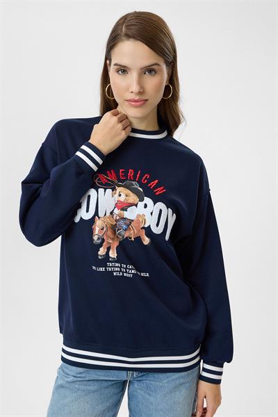 Cowboy Baskılı Sweatshirt