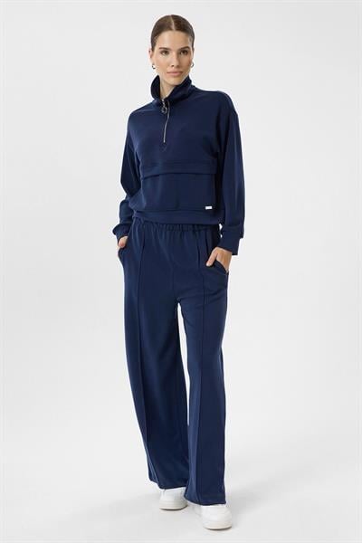 Yarım Fermuarlı Cepli Modal Sweatshirt