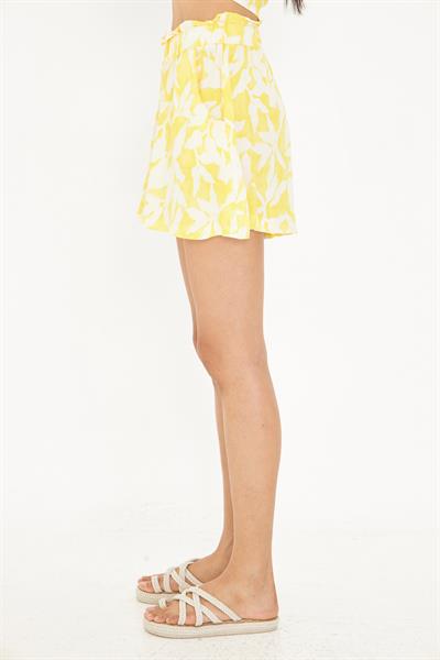 Lastikli Desenli Viskon Şort