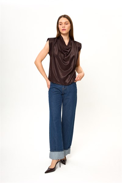 Drape Düşük Kol Bluz