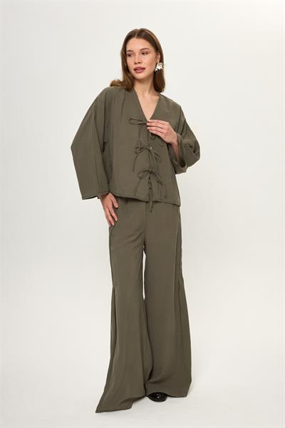 Yanı Pileli Cupra Pantolon