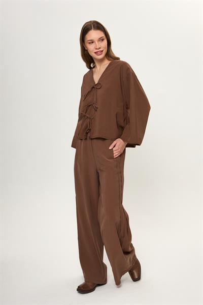 Yanı Pileli Cupra Pantolon