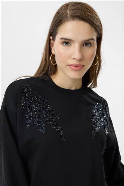 İki Yaprak Nakışlı Sweatshirt