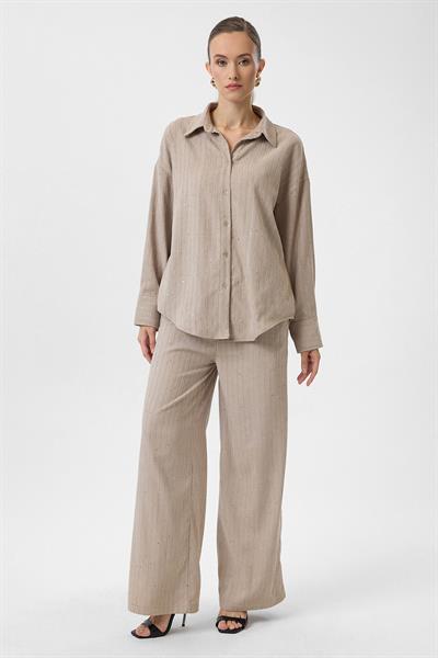 Çizgili Pullu Pantolon