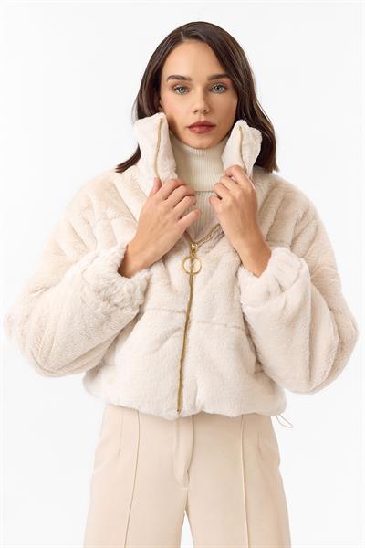 Fleto Cepli Kapitone Peluş Mont