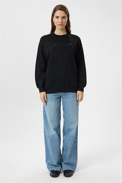 Yaprak Nakışlı Sweatshirt