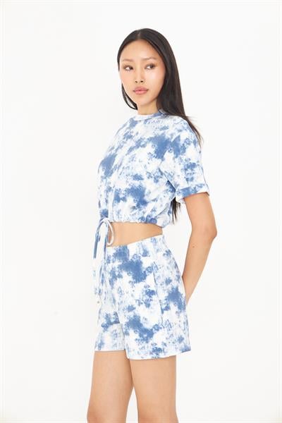 Desenli Bağlamalı Modal T-Shirt