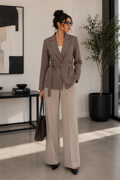 Kuşak Detaylı Blazer Ceket