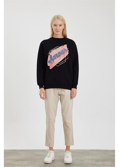 Amour Jean Detaylı Sweatshirt
