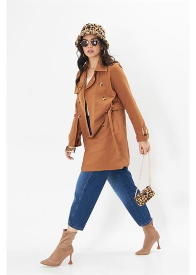 Apoletli Kruvaze Trençkot 