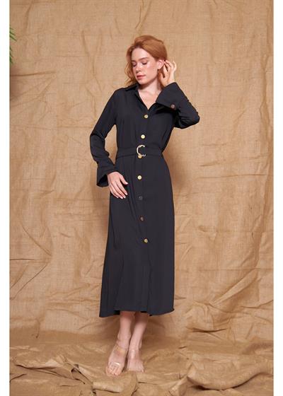 Apoletli Uzun Gömlek Elbise