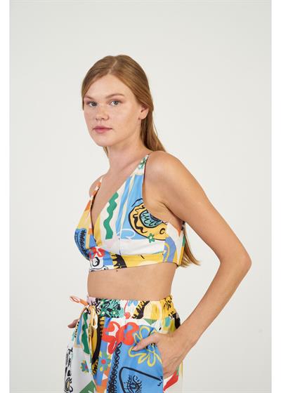 Askılı Güneş Baskılı Poplin Büstiyer