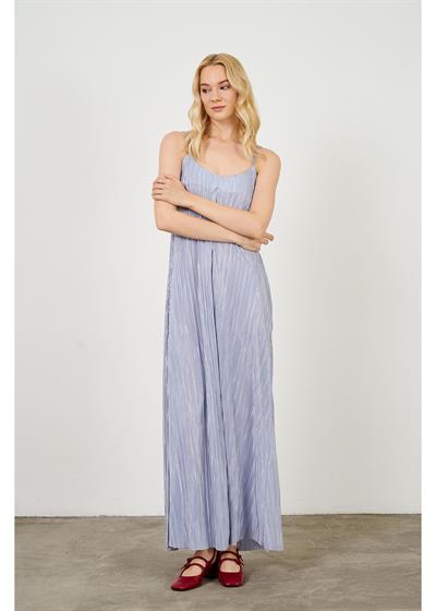 Ayarlanabilir Askılı Plise Elbise