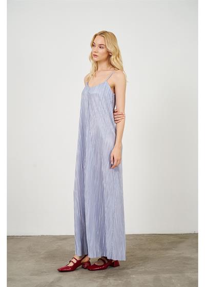 Ayarlanabilir Askılı Plise Elbise