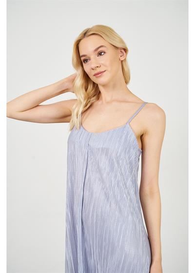 Ayarlanabilir Askılı Plise Elbise