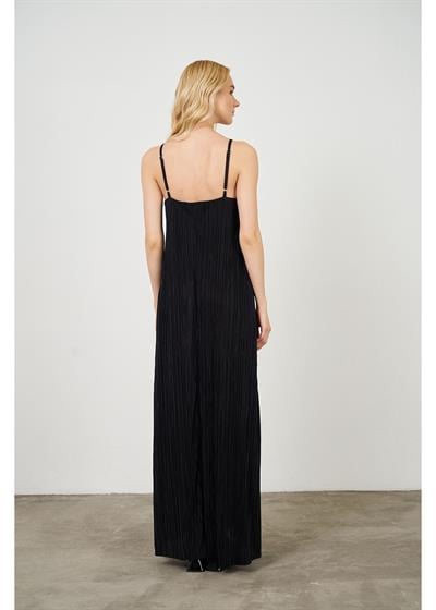 Ayarlanabilir Askılı Plise Elbise