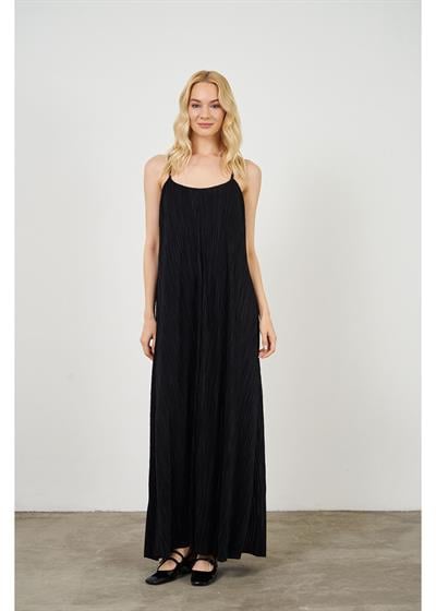 Ayarlanabilir Askılı Plise Elbise