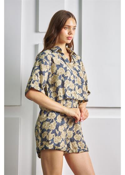 Basklı Kolu Duble Katlamalı Gömlek 