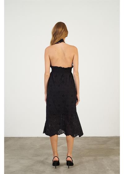 Beli Gipeli Askılı Brode Elbise