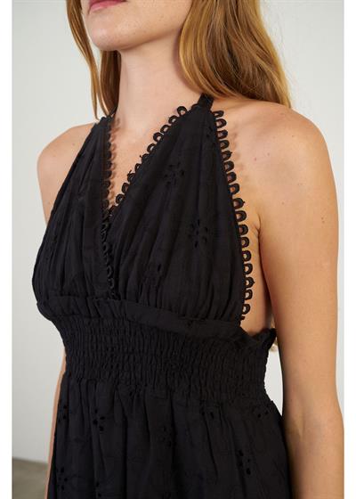 Beli Gipeli Askılı Brode Elbise