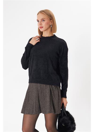 Bisiklet Yaka Tüylü Kazak