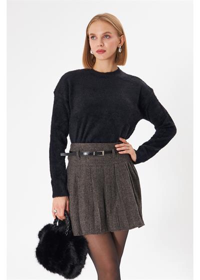 Bisiklet Yaka Tüylü Kazak