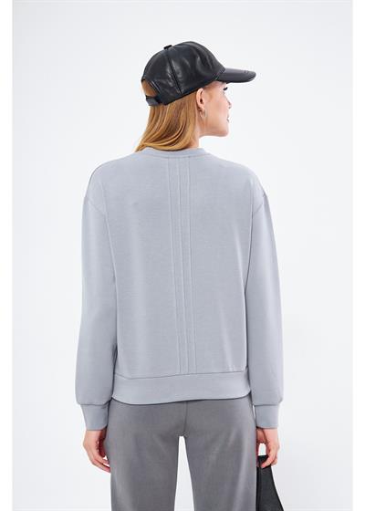 Bisiklet Yaka Uzun Kol Modal Sweatshirt 