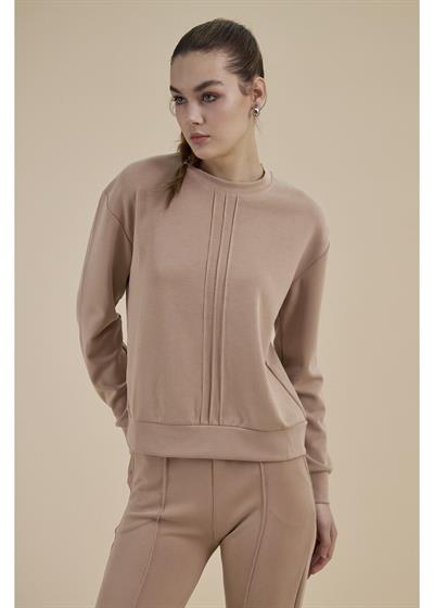 Bisiklet Yaka Uzun Kol Modal Sweatshirt