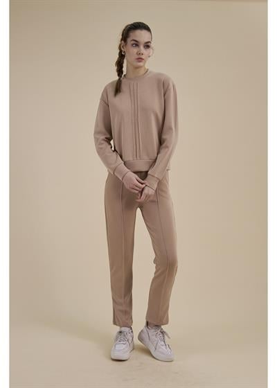 Bisiklet Yaka Uzun Kol Modal Sweatshirt